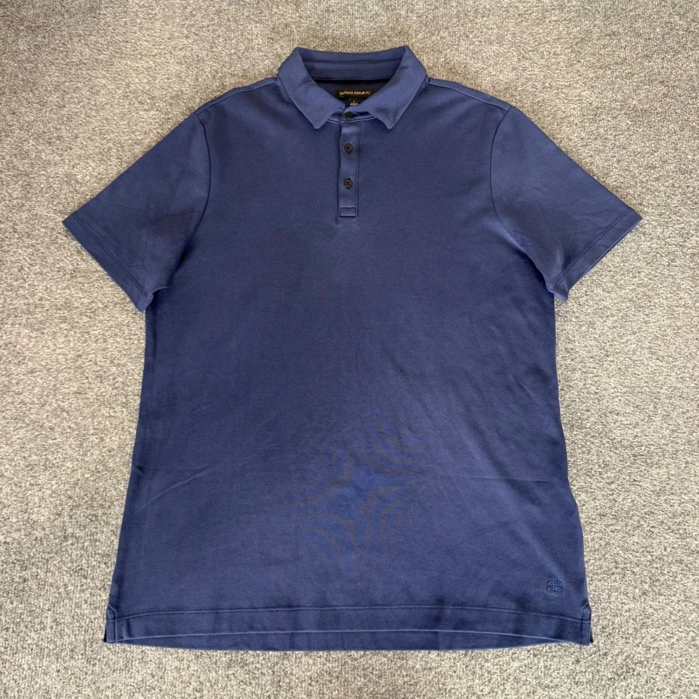 Banana Republic Mens Navy Blue Cotton Short Sleeve Polo Shirt Large Casual Top